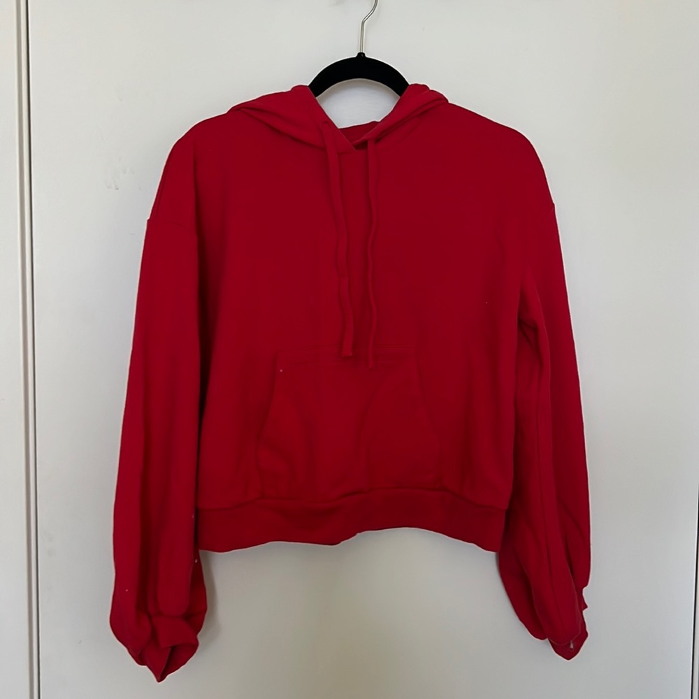 Who What Wear Red Cropped Hoodie
